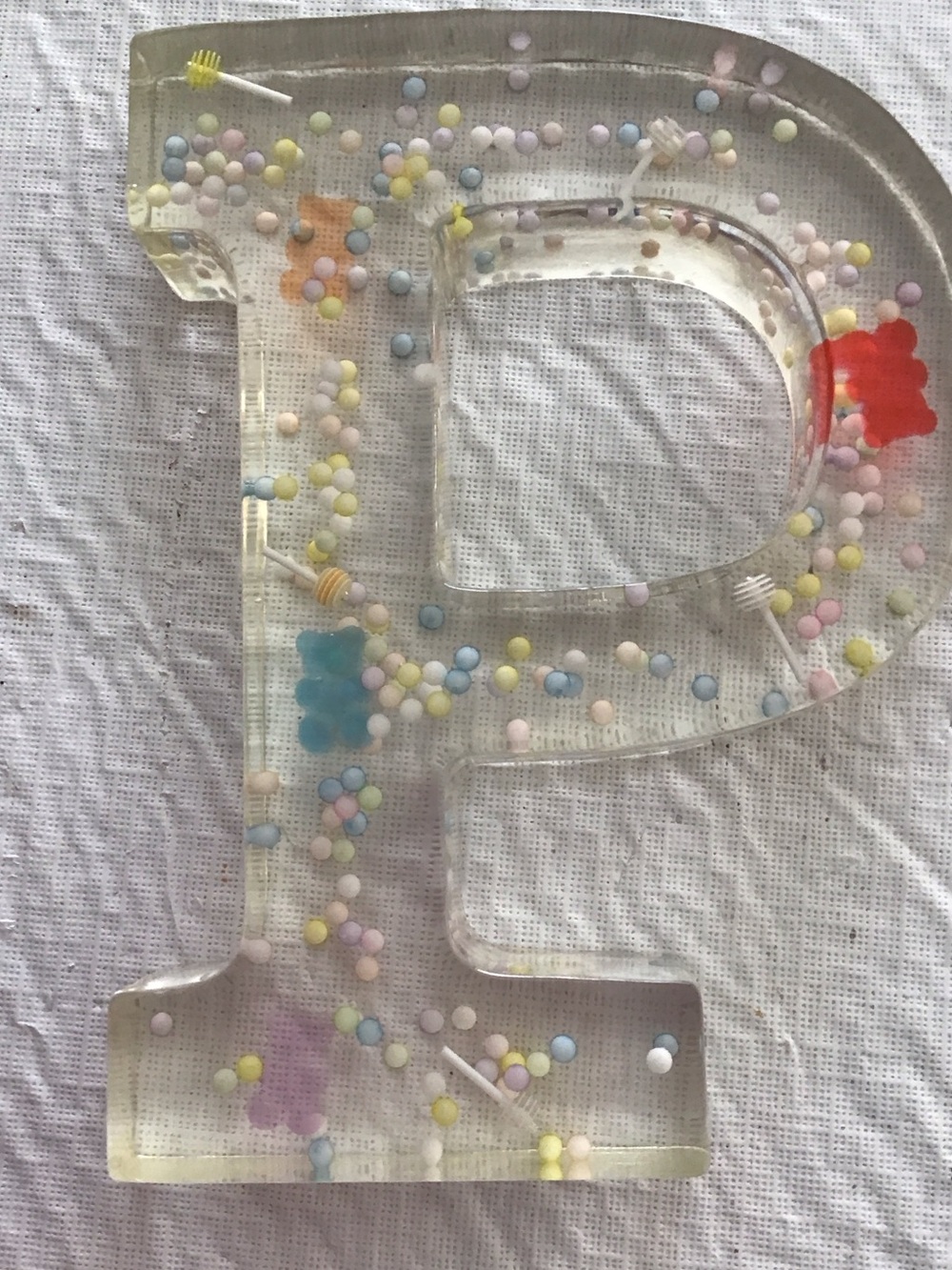 Ashland Clear Resin Decorative Letter P with Pastel Confetti